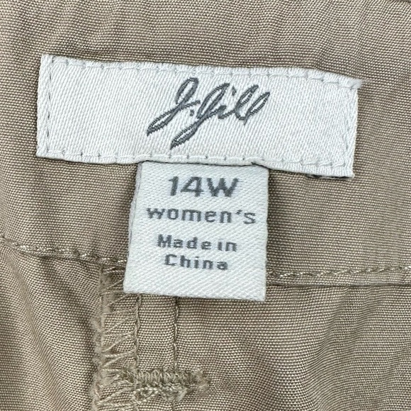 J Jill Pants Womens 14W Khaki Tan 100% Cotton Flat Front Adjustable Side Buttons - Picture 9 of 12